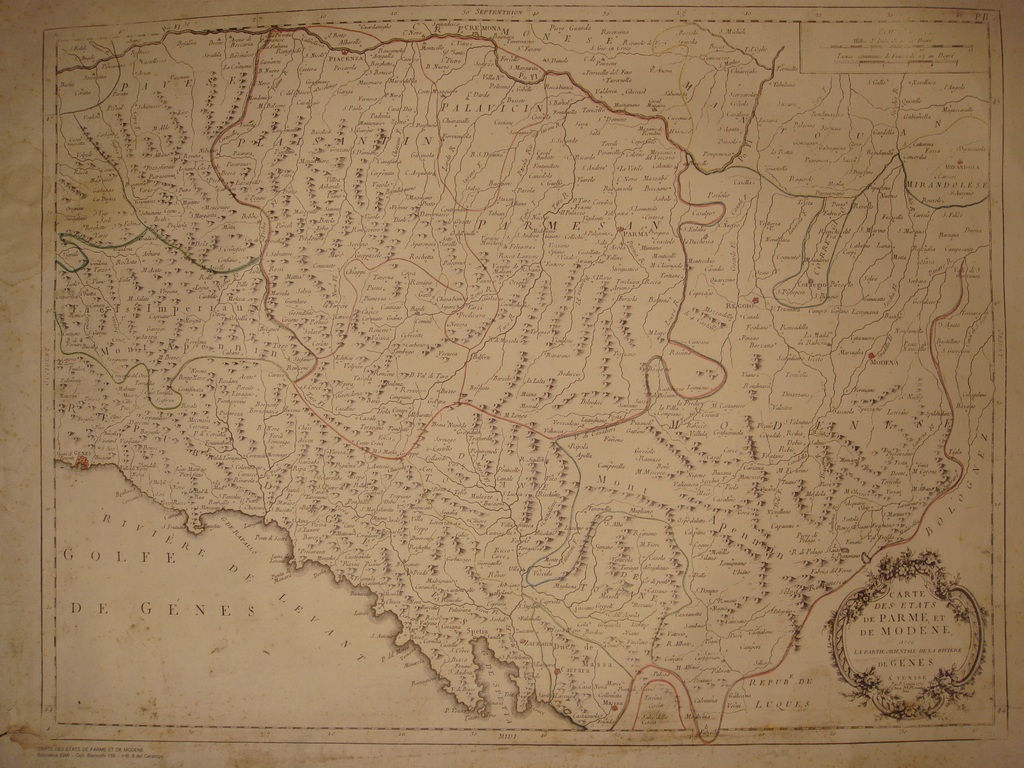 Gli stati di Parma e Modena alla fine del 1800. In basso a destra la località Malavolta territorio di ciò che oggi è Iola